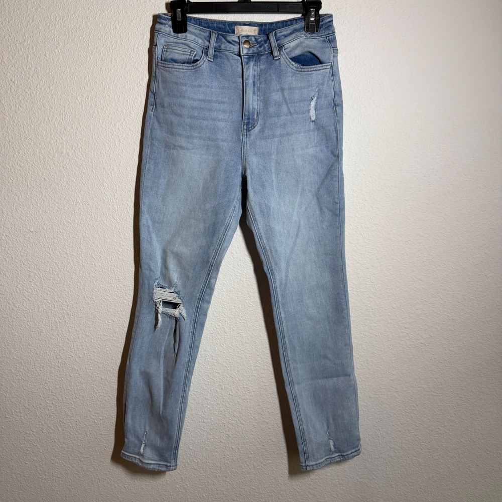 Altar'd‎ State Jeans Womens 28 Blue Light Wash Denim Distressed Straight Leg